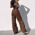Women's high-waisted wide waistband pants in retro style Fashion Glam