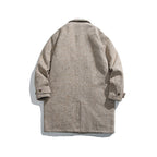 Unisex Kastiger Oversize Wool Blend Coat with Herringbone Pattern, Shirt Collar and Button Placket Fashion Glam