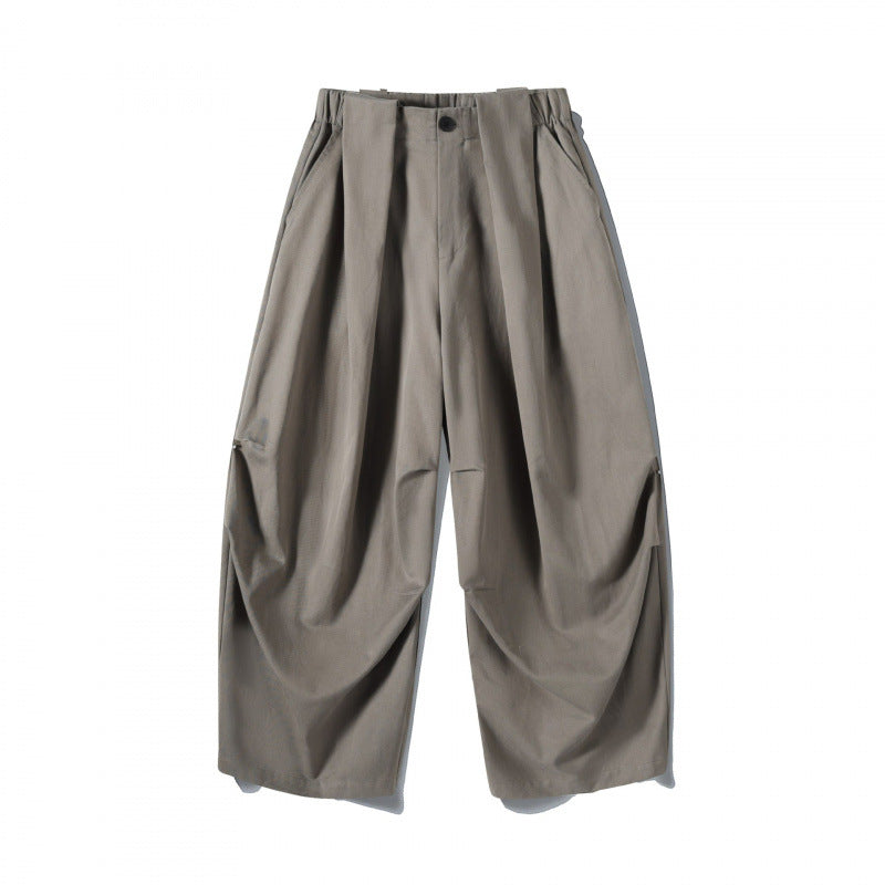 Men's wide-cut pleat-front trousers with cropped leg length Fashion Glam