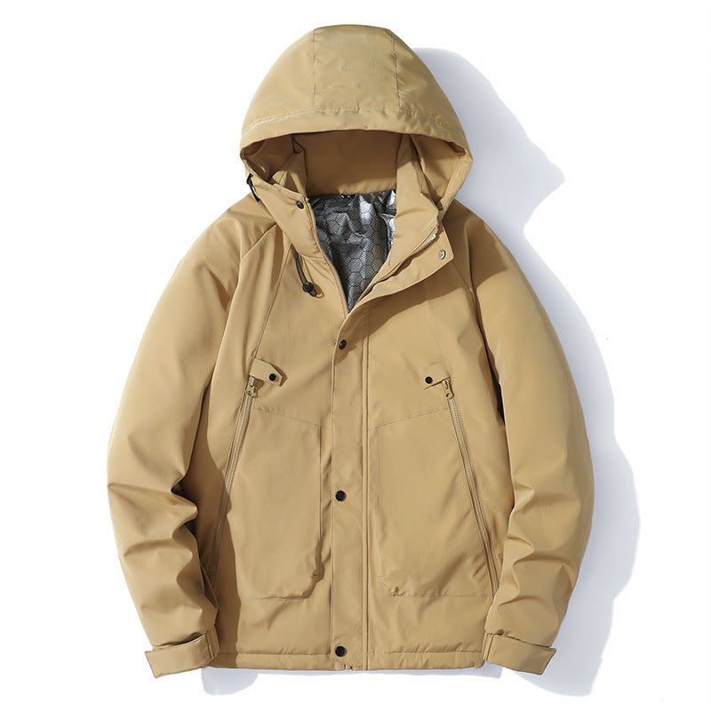 Men's Lightweight Hooded Jacket made of Softshell with Thermal Lining and Minimalist Zip Pockets Fashion Glam
