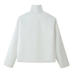 Women's short jacket with stand-up collar and decorative knot closures in Mandarin style Fashion Glam