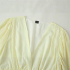 Women's Chiffon Mini Dress with V-Neck, Long Sleeves and Layered Ruffles Fashion Glam