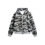 Unisex hooded jacket with camouflage pattern, full zipper and kangaroo pockets Fashion Glam