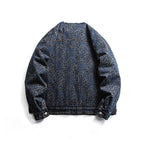 Men's Round Neck Denim Jacket in Boxy Cut with Contrast Stitching and Flap Pockets Fashion Glam
