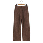 Women High-Waisted Cord Pants with Wide Leg and Pleats Fashion Glam