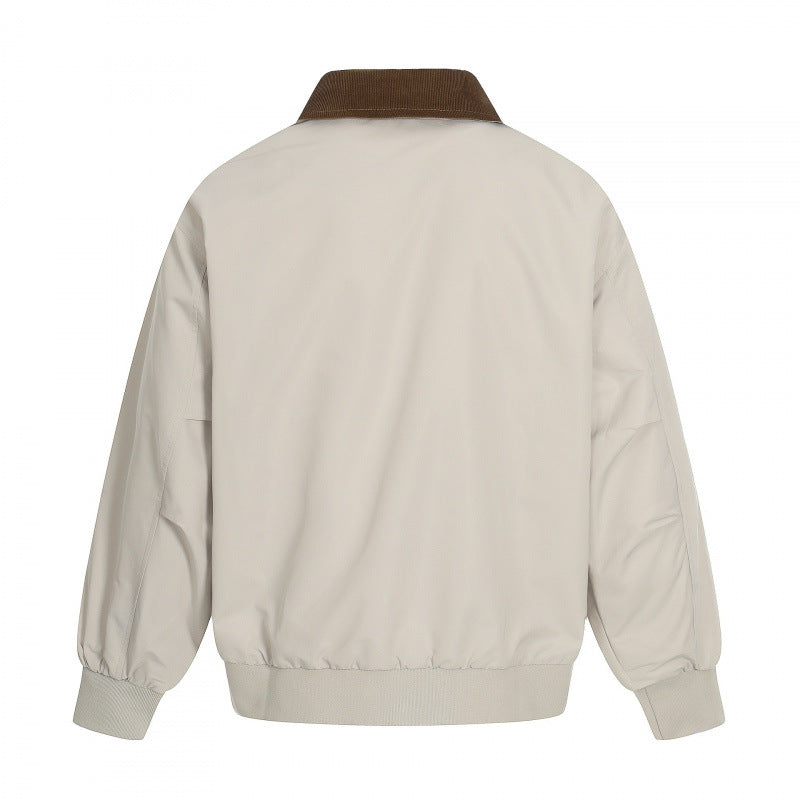 Men's Harrington jacket with corduroy collar, ribbed hem and discreet front zipper Fashion Glam