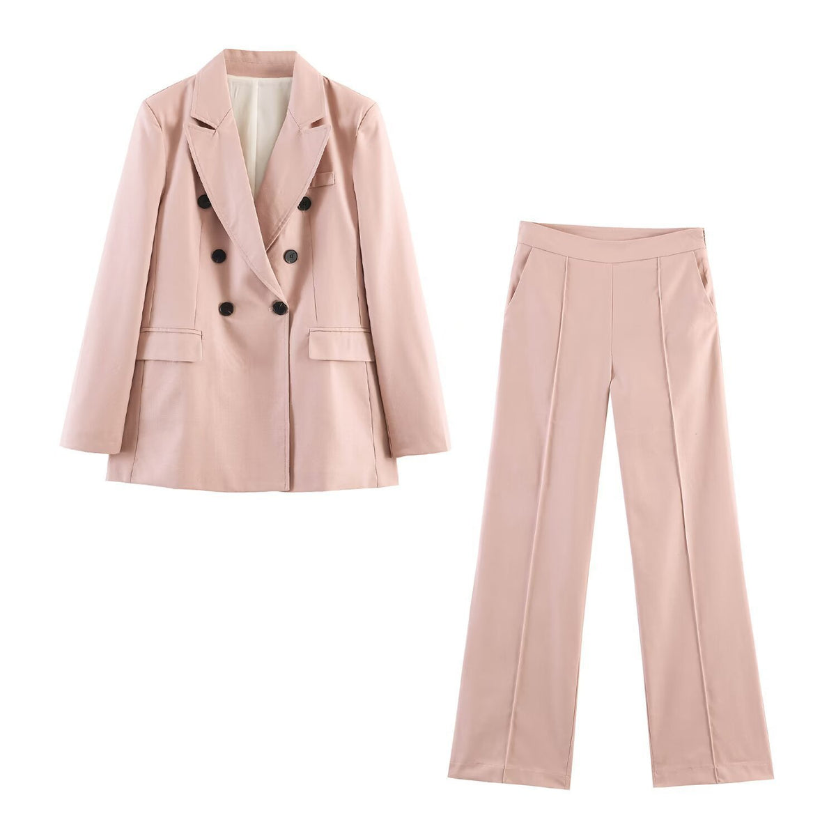 Women Wide High-Waist Suit Pants with Crease and Side Pockets Fashion Glam