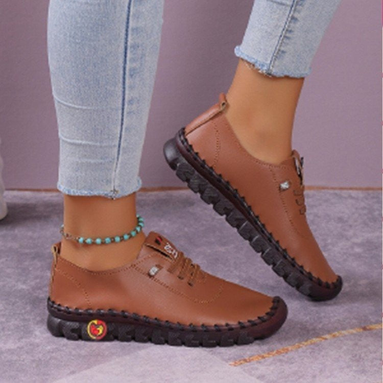 Women's lightweight, soft slip-on with hand-stitched rubber sole and elastic lacing Fashion Glam