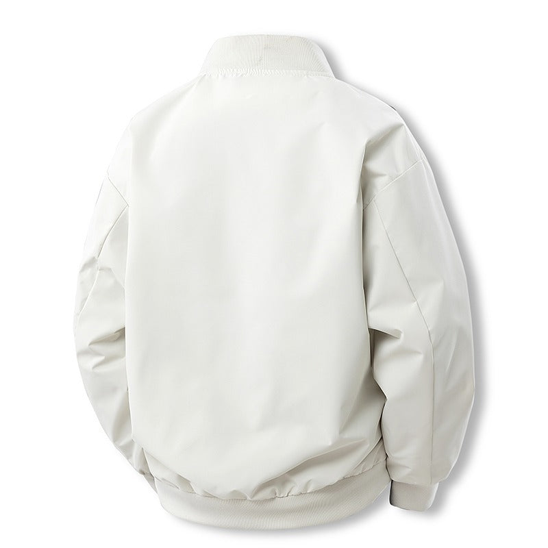 Men's Lightweight Casual Bomber Jacket in Clean Look with Stand Collar and Ribbed Cuffs Fashion Glam