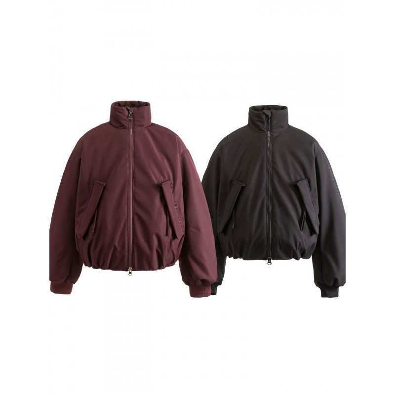 Unisex Boxy quilted bomber jacket with high stand-up collar and flap pockets Fashion Glam