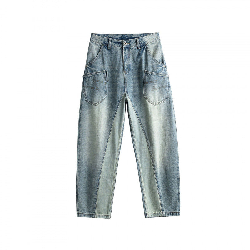 Ladies baggy jeans in panel design with low waistband and large pockets Fashion Glam