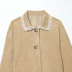 Women's Cropped Velvet Jacket with Lace Collar and Lace Cuffs Fashion Glam