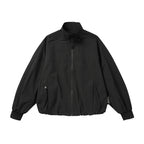 Unisex Lightweight Boxy Outdoor Jacket in Track Style with High Stand-Up Collar, Zipper Pockets and Elastic Hem Fashion Glam