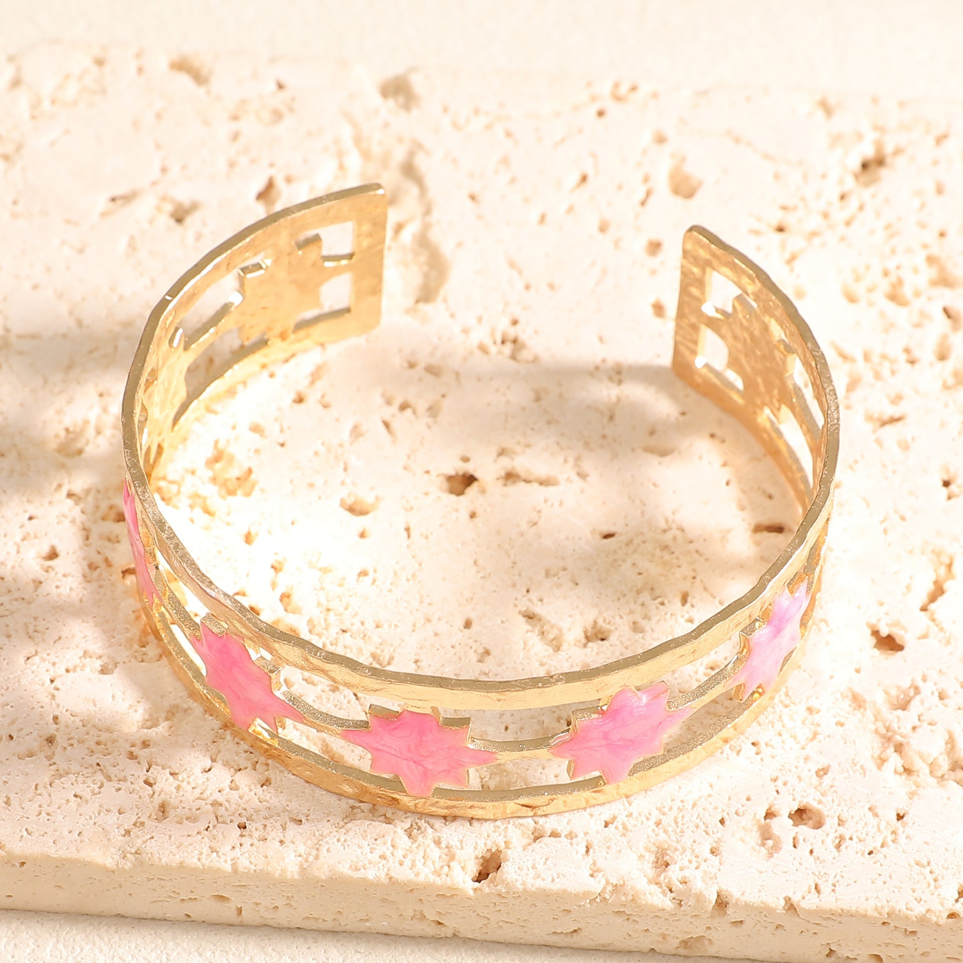 Women's Open Bangle with Elegant Leaf Design Fashion Glam