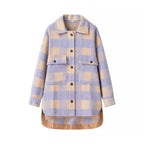 Women's Checked Oversized Transitional Jacket in Shacket Style Fashion Glam