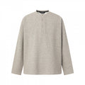 Unisex Oversize fine knit sweater with Henley button placket and stand-up collar Fashion Glam