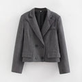 Women Short Cut Double Breasted Blazer in Houndstooth Pattern Fashion Glam