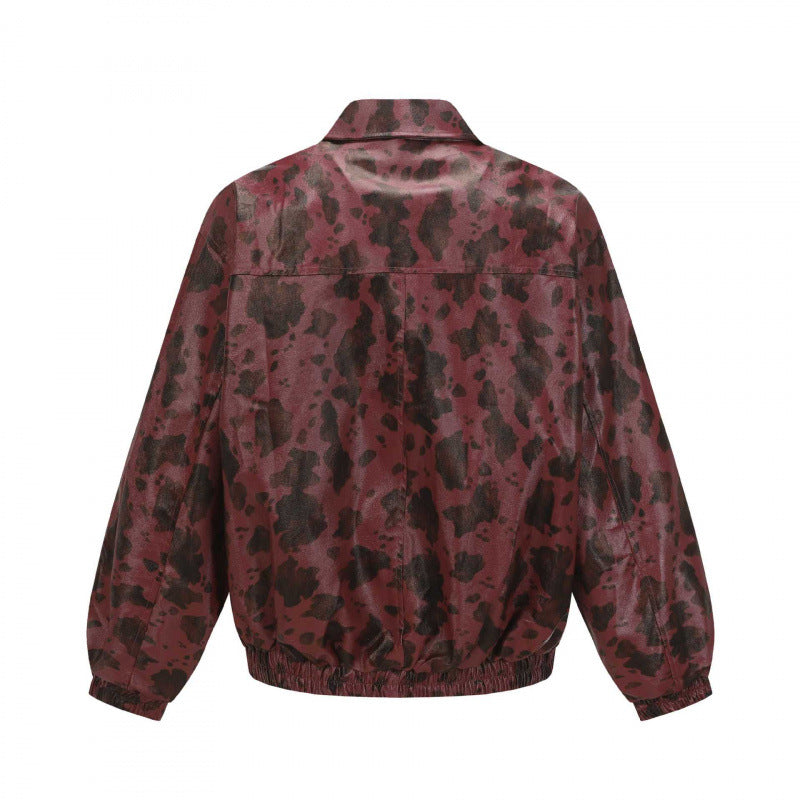 Unisex short-cut boxy jacket with zipper, elastic hem and modern animal print Fashion Glam