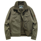 Men's canvas field jacket with teddy lining, chest pockets and robust button placket Fashion Glam