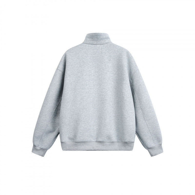 Unisex Lockeres Sweatshirt with short zipper, stand-up collar, and cotton fleece inside Fashion Glam