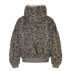 Unisex Oversized Padded Bomber Jacket with Hood and Faux Fur Trim Fashion Glam