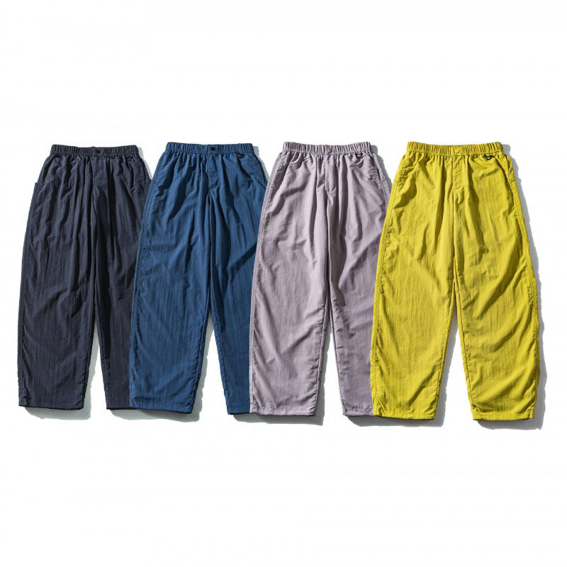 Unisex Loose Crinkle Pants with elastic drawstring waistband, drop-crotch, and side pockets Fashion Glam