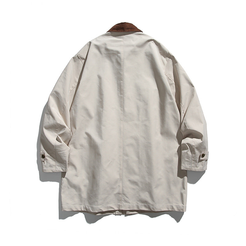 Men's Waxed Coated Outdoor Coat with Cord Collar Fashion Glam