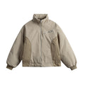 Unisex Boxy transitional jacket with high stand collar, contrasting panels and zip pockets Fashion Glam