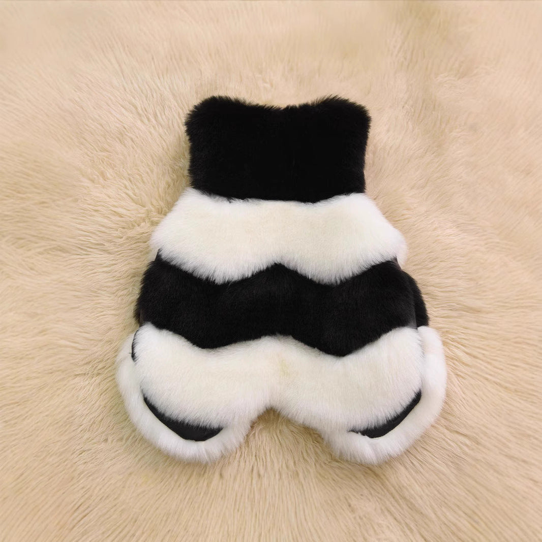 Women Cropped Faux Fur Vest with Layered Volume Panels Fashion Glam