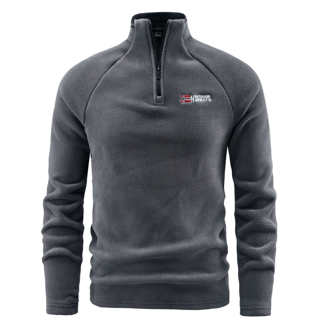Men's fleece pullover with half zipper and high stand-up collar Fashion Glam