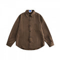 Unisex Loose-Fit Shirt with Vertical Pinstripe Structure, Patch Chest Pocket and Curved Hem Fashion Glam