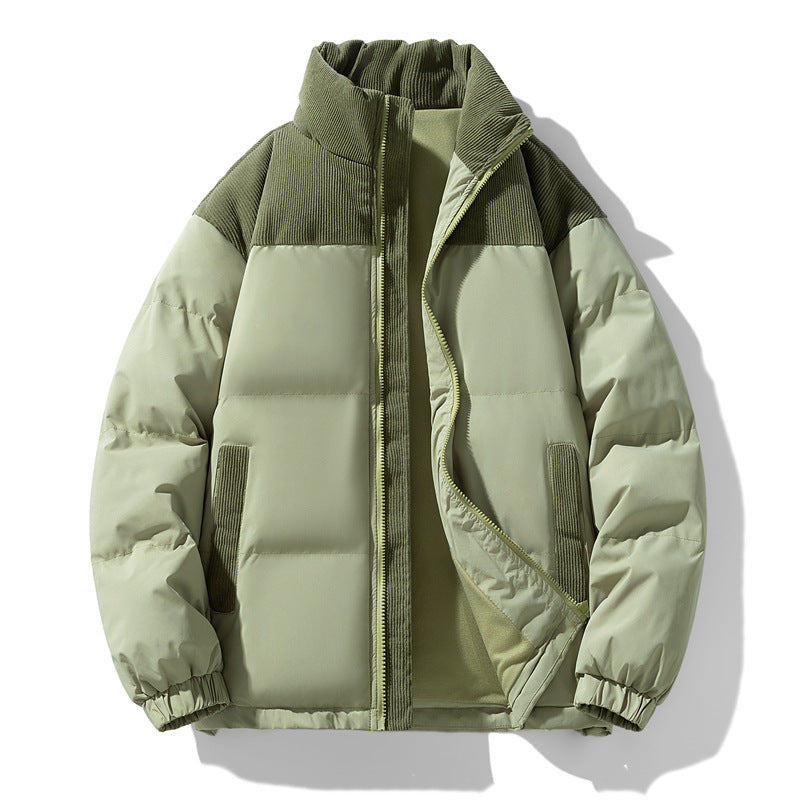 Men's quilted winter jacket with cord trim, high stand-up collar, and warm insulation Fashion Glam