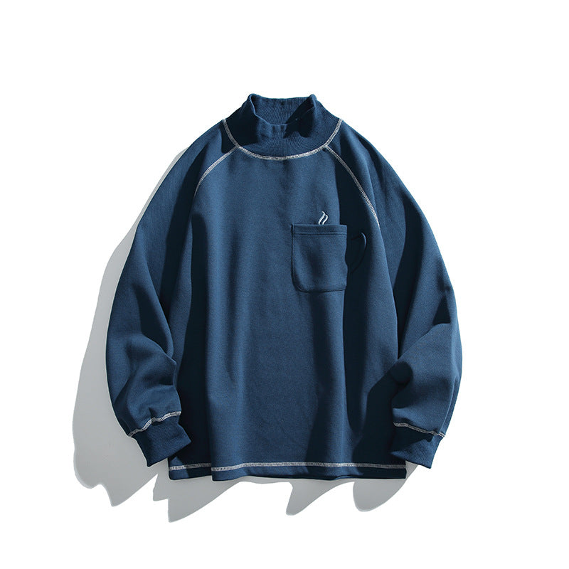 Unisex Oversize-Half-Collar Sweatshirt with Raglan Sleeves and Brust Pocket Fashion Glam