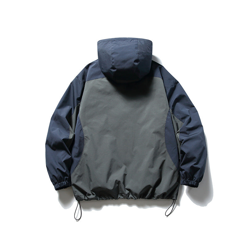 Unisex Technical Hooded Overjack in Boxy Cut with Drawstring Hem Fashion Glam