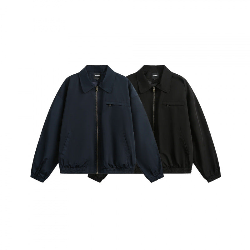 Unisex Boxy Overshirt Jacket with full-length zipper, elastic hem, and chest zipper pocket Fashion Glam