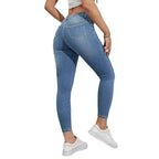 Ladies high-waisted skinny jeans with rhinestone embellishments and ankle-length cut Fashion Glam