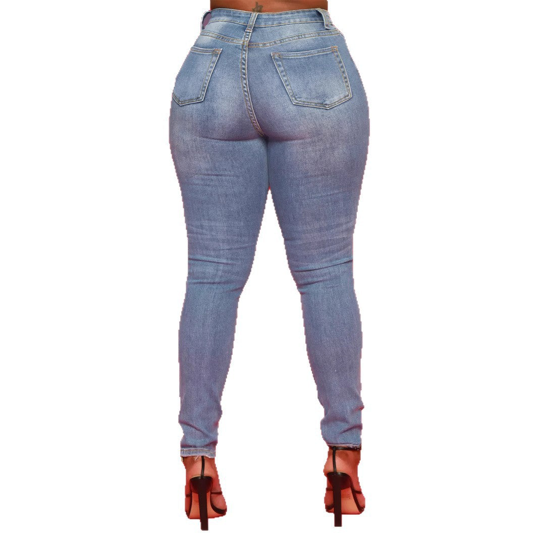 Ladies Sculpting High-Waist Skinny Jeans with shaping comfort waistband Fashion Glam