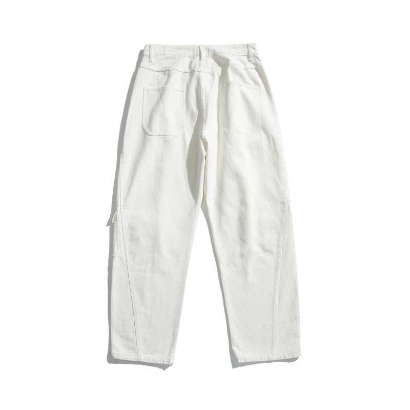Unisex Wide Utility Cargo Pants made of sturdy cotton denim with a high waist and flap pockets Fashion Glam