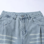 Women's Wide High-Waist Jeans in Vintage Denim with Used Effect Fashion Glam