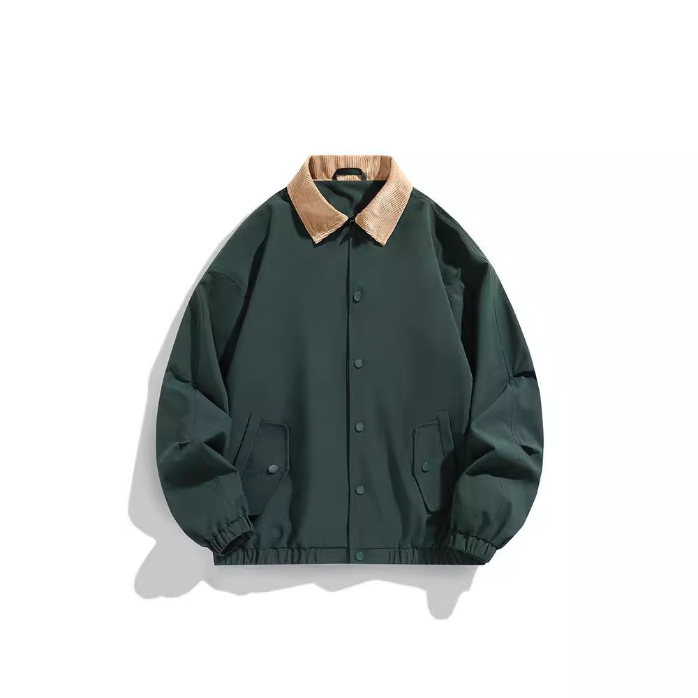 Men's Oversized Blouson with Cord Collar, Snap Button Closure, and Flap Pockets Fashion Glam