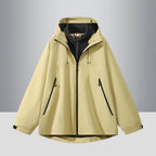 Men's Two-Tone Softshell Hybrid Jacket with Hood, Extended Back and Water-Resistant Zippers Fashion Glam