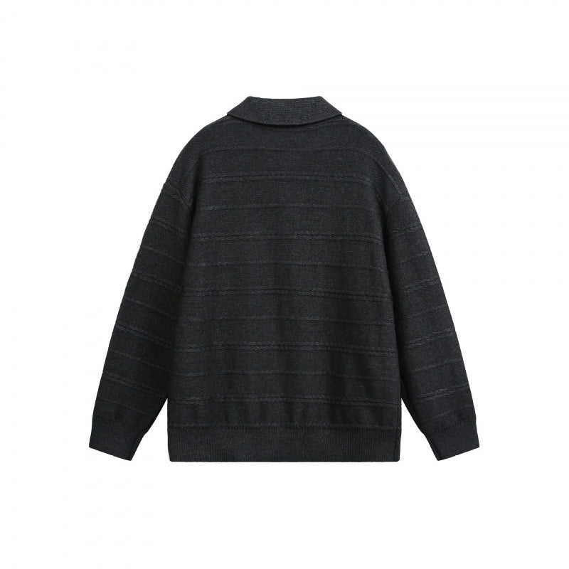 Unisex Lightweight Boxy Polo Knit Sweater with Half Button Placket and Shirt Collar Fashion Glam