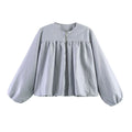 Women's short jacket with ruched yoke, round neck and balloon sleeves Fashion Glam