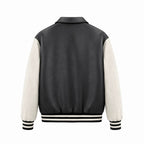Men's Retro Style Letterman Jacket with Faux Leather Body and Suede Sleeves Fashion Glam