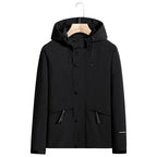 Men's Lightweight Water-Repellent Hooded Softshell Jacket with Concealed Press Stud Placket and Drawstring Fashion Glam