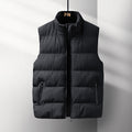 Men's Sleeveless Thermal Quilted Vest with Stand-Up Collar, Windproof Shell and Zipper Pockets Fashion Glam