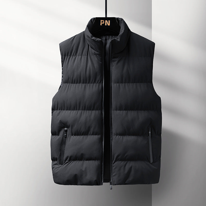 Men's Sleeveless Thermal Quilted Vest with Stand-Up Collar, Windproof Shell and Zipper Pockets Fashion Glam
