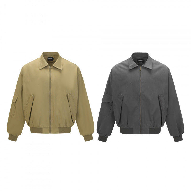 Unisex Oversize Bomber Jacket in Utility Style with Zipper, Flap Pockets and Ribbed Hem Fashion Glam