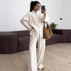 Women's Oversized Chinese Collar Blouse with Traditional Knot Closures and Wide Sleeves Fashion Glam
