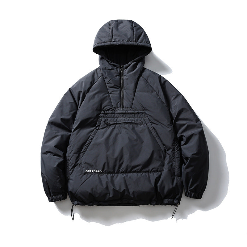 Unisex Padded Hoodie-Anorak with Half Zip, Kangaroo Pocket and Drawstring Fashion Glam